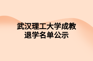 武汉理工大学成教退学名单公示