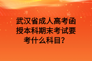 武汉省成人高考函授本科期末考试要考什么科目？