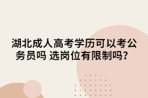 湖北成人高考学历可以考公务员吗 选岗位有限制吗？