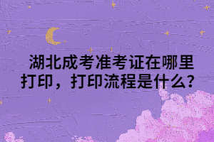 湖北成考准考证在哪里打印，打印流程是什么？