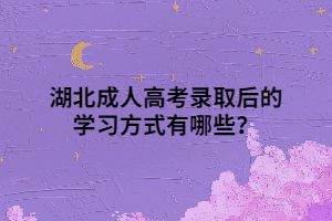 湖北成人高考录取后的学习方式有哪些？