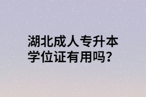 湖北成人专升本学位证有用吗？