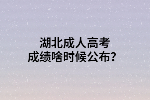 湖北成人高考成绩啥时候公布？