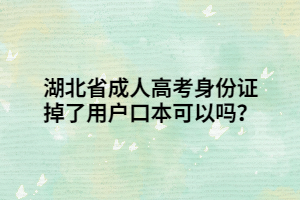 湖北省成人高考身份证掉了用户口本可以吗？