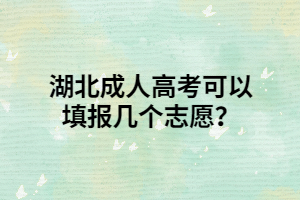 湖北成人高考可以填报几个志愿？