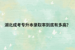 湖北成考专升本录取率到底有多高？