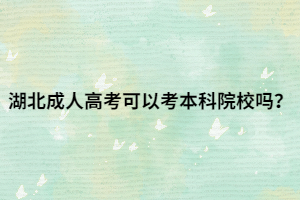 湖北成人高考可以考本科院校吗？