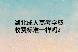 湖北成人高考学费收费标准一样吗？