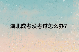 湖北成考没考过怎么办？