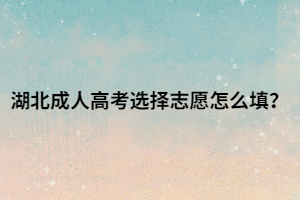 湖北成人高考选择志愿怎么填？