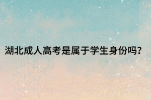 湖北成人高考是属于学生身份吗？