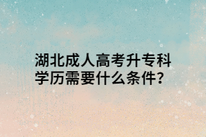 湖北成人高考升专科学历需要什么条件？
