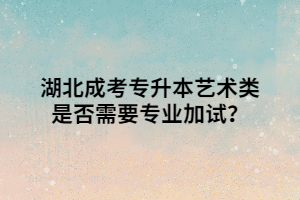 湖北成考专升本艺术类是否需要专业加试？