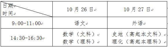 湖北成人高考考试时间表