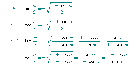 湖北成考数学公式汇总：三角函数