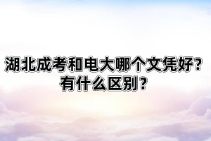 湖北成考和电大哪个文凭好？有什么区别？