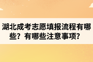 湖北成考志愿填报流程有哪些？有哪些注意事项？