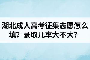 湖北成人高考征集志愿怎么填？录取几率大不大？