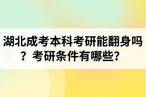 湖北成考本科考研能翻身吗？考研条件有哪些？