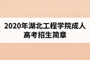 2020年湖北工程学院成人高考招生简章