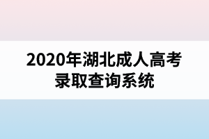2020年湖北成人高考录取查询系统是怎样的？
