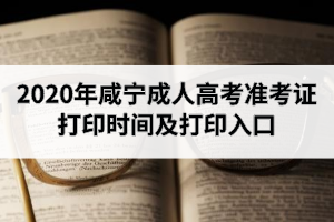 2020年咸宁成人高考准考证打印时间及打印入口