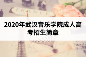 2020年武汉音乐学院成人高考招生简章