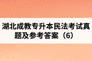 湖北成教专升本民法考试真题及参考答案（6）