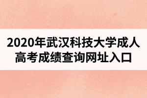 2020年武汉科技大学成人高考成绩查询网址入口