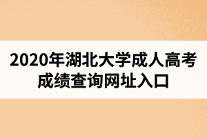 2020年湖北大学成人高考成绩查询网址入口
