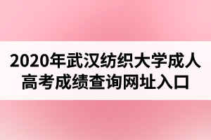 2020年武汉纺织大学成人高考成绩查询网址入口