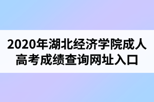 2020年湖北经济学院成人高考成绩查询网址入口