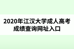 2020年江汉大学成人高考成绩查询网址入口