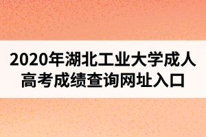 2020年湖北工业大学成人高考成绩查询网址入口