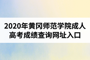 2020年黄冈师范学院成人高考成绩查询网址入口