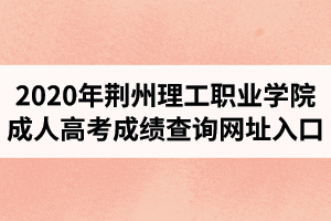 2020年荆州理工职业学院成人高考成绩查询网址入口
