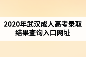 2020年武汉成人高考录取结果查询入口网址