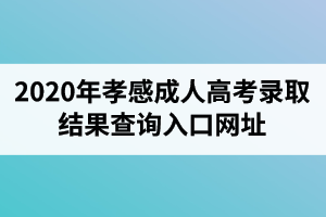 2020年孝感成人高考录取结果查询入口网址