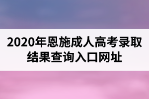 2020年恩施成人高考录取结果查询入口网址