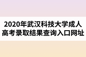 2020年武汉科技大学成人高考录取结果查询入口网址
