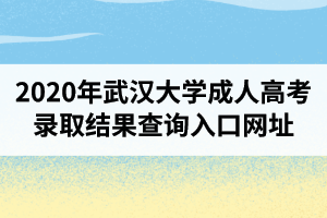 2020年武汉大学成人高考录取结果查询入口网址