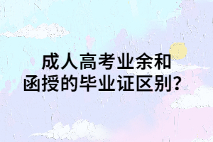 成人高考业余和函授的毕业证区别？