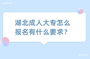 湖北成人大专怎么报名有什么要求？