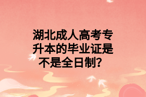 湖北成人高考专升本的毕业证是不是全日制？