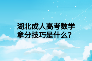 湖北成人高考数学拿分技巧是什么？