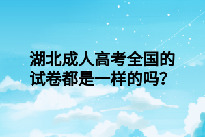 湖北成人高考全国的试卷都是一样的吗？