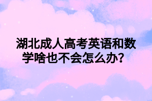 湖北成人高考英语和数学啥也不会怎么办？