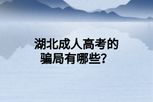 湖北成人高考的骗局有哪些？