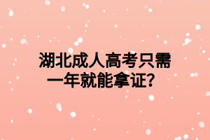 湖北成人高考只需一年就能拿证？