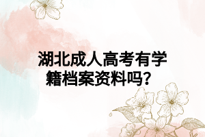 湖北成人高考有学籍档案资料吗？